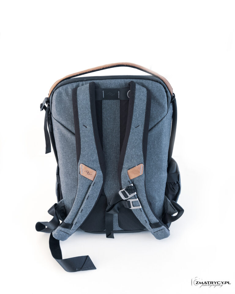Tył Everyday Backpack z wyprofilowanymi szelkami i zapięciem pasa piersiowego