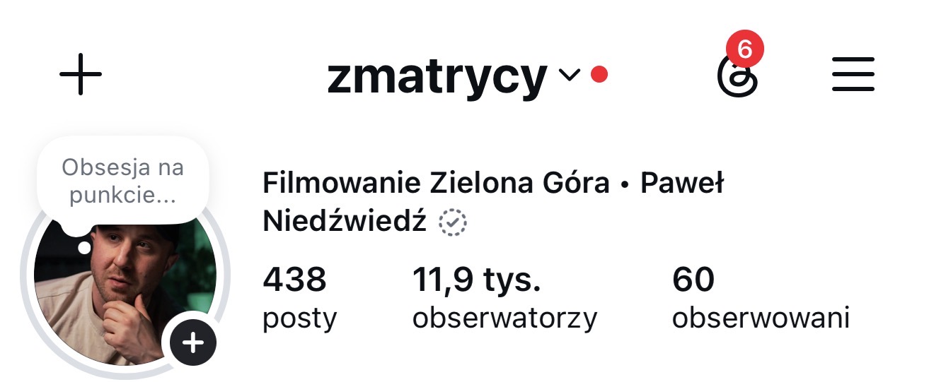 Zrzut profilu @zmatrycy na Instagramie udostępniony przez Pawła