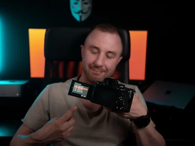Paweł Niedźwiedź obsługujący aparat fotograficzny