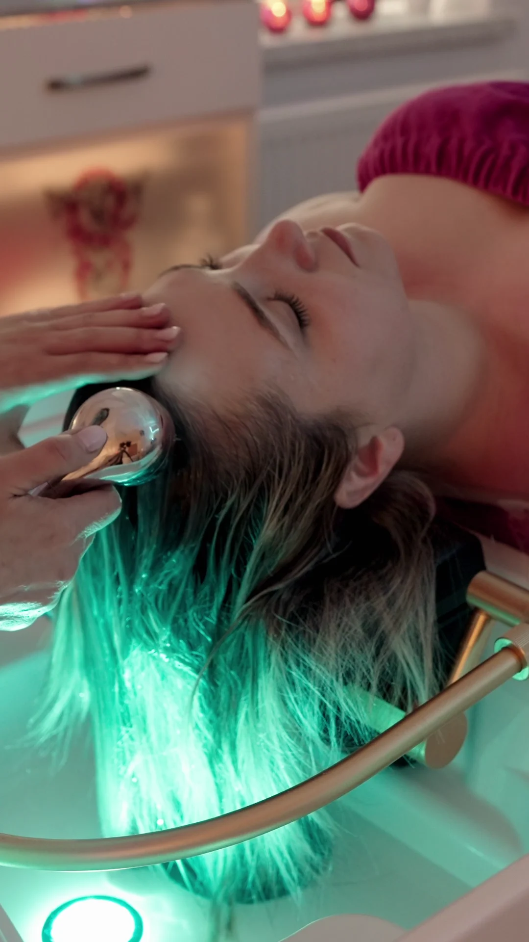 Scalp massage during a Head SPA treatment, a frame from a Reel for the salon